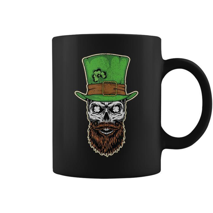 Scary Bearded Leprechaun Skull St Patrick Day Distressed  Coffee Mug