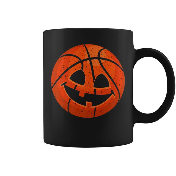 Scary Pumpkin Basketball Halloween Retro Vintage Design Basketball Funny Gifts Coffee Mug