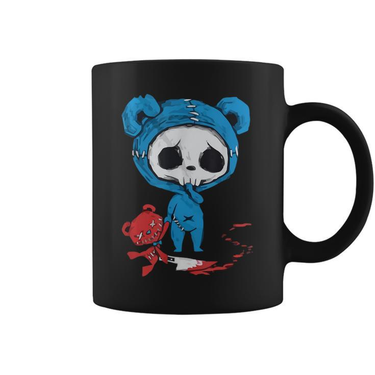Scary Skeleton With Bloody Voodoo Doll Bear Fairy Grunge Alt Coffee Mug