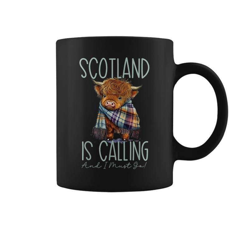 Scotland Is Calling And I Must Go Highland Cow  Coffee Mug
