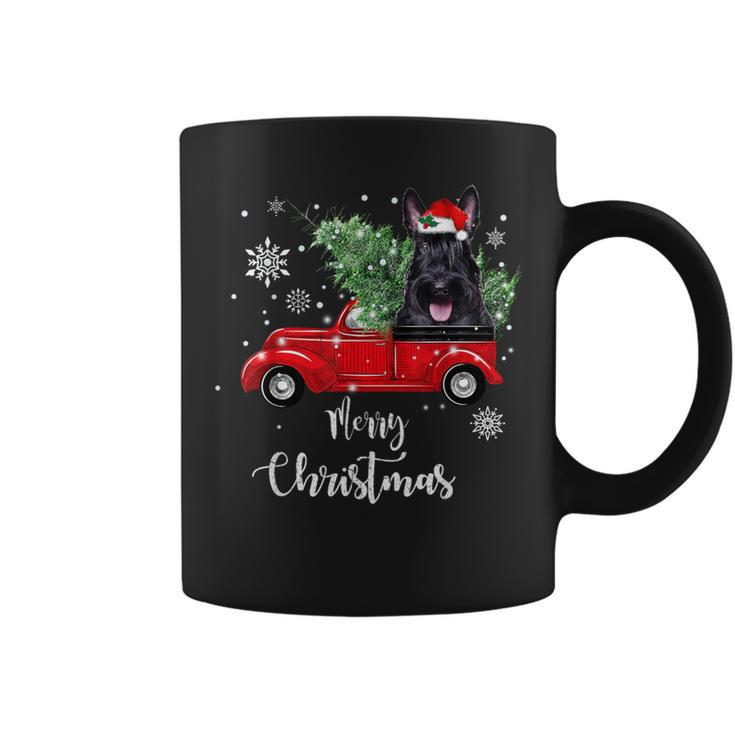Scottish Terrier Ride Red Truck Christmas Pajama Coffee Mug