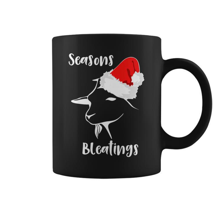 Seasons Bleatings Christmas Goat Santa Hat Coffee Mug