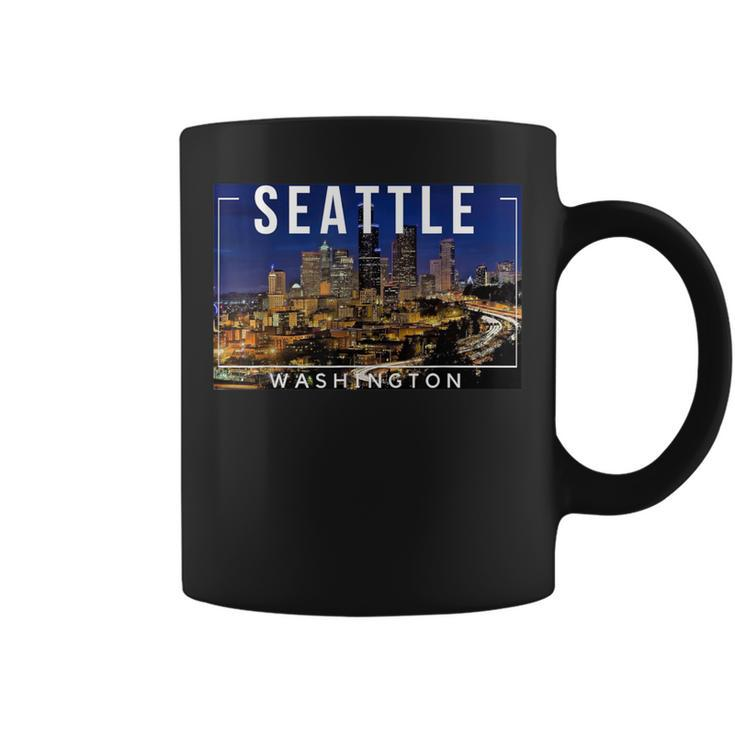 Seattle Washington Skyline Space Needle Mount Rainier Coffee Mug