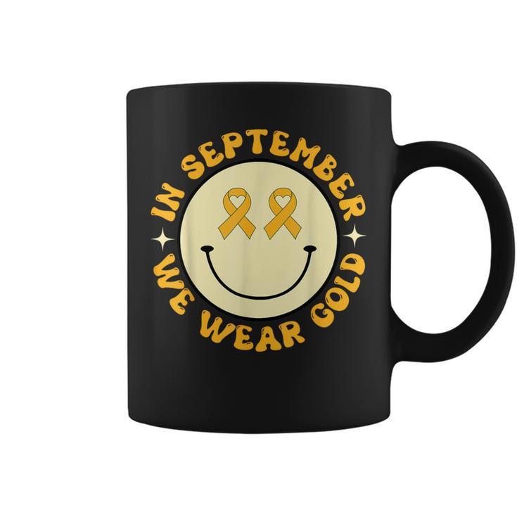 In September Wear Gold Smile Face Childhood Cancer Awareness Coffee Mug