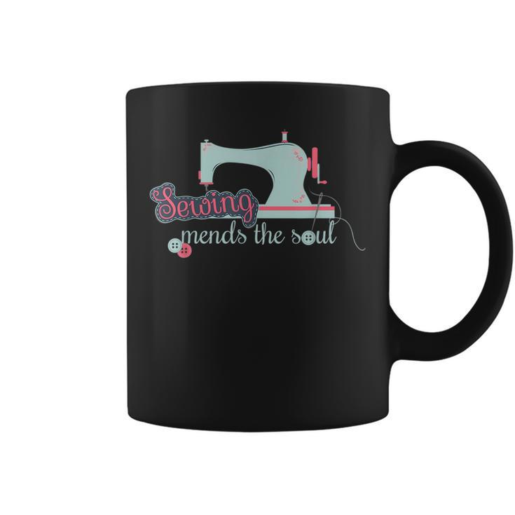 Sewing Mends The Soul Funny Sewing Kit For Quilting Lover  Coffee Mug