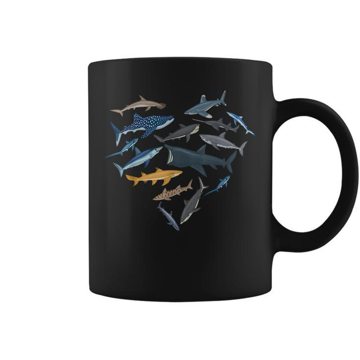 Shark Heart Sea Animal Underwater Shark Lover  Coffee Mug