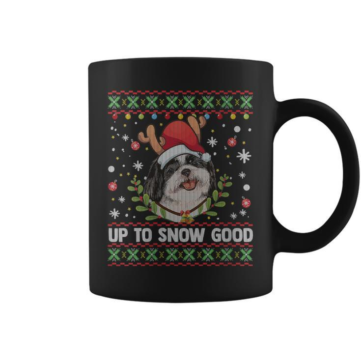Shih Tzu Dog Reindeer Ugly Christmas Sweater Coffee Mug