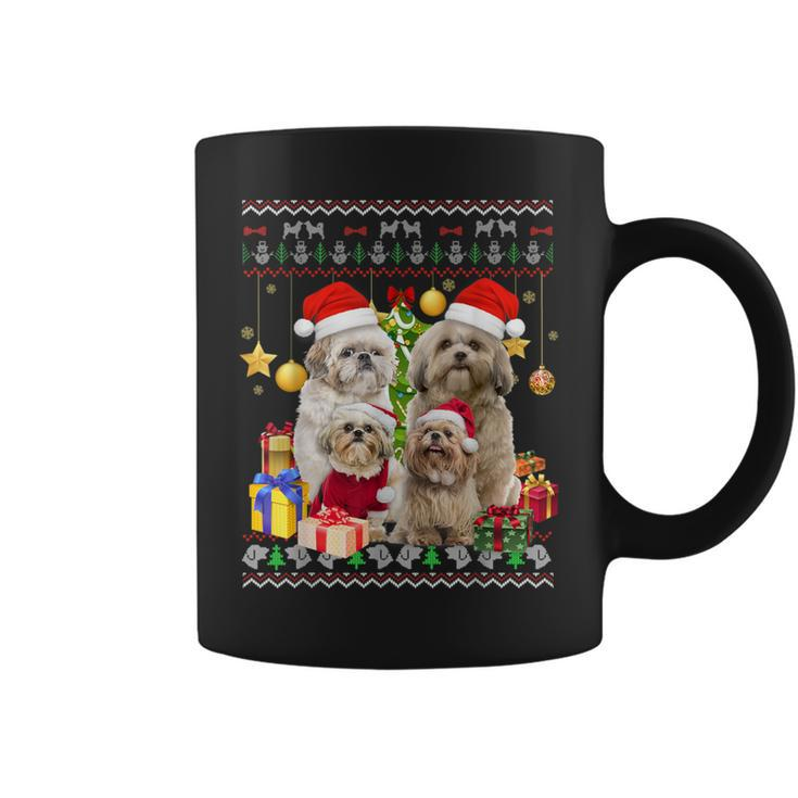 Shih Tzu Ugly Christmas Sweater Santa Hat Coffee Mug