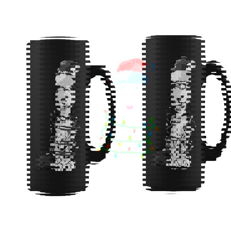 Siberian Husky Christmas Santa Hat Xmas Lights Dog Boys Girl  Coffee Mug