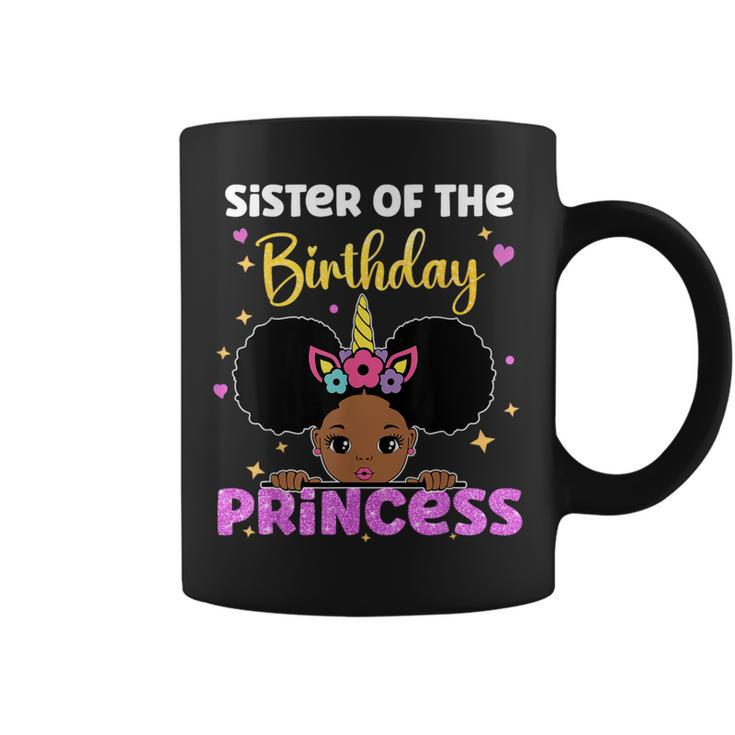 Sister Of The Birthday Princess Melanin Afro Unicorn Cute Coffee Mug