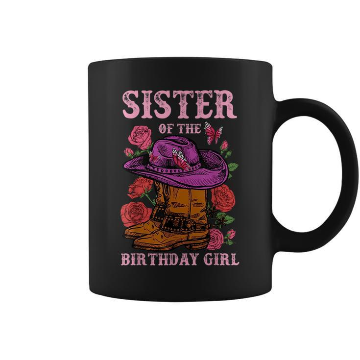 Sister Of The Birthday Girl Pink Boots Cowgirl Matching  Gifts For Sister Funny Gifts Coffee Mug
