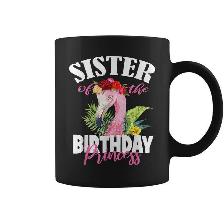 Sister Of The Birthday Princess Floral Flamingo Girls Party  Coffee Mug