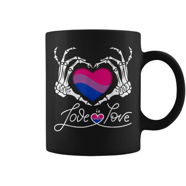 Skeleton Heart Love Is Love Lgbt Bisexual Pride Month Women  Coffee Mug