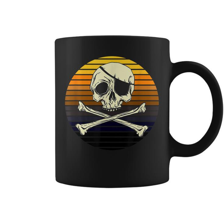 Skeleton Pirate Jolly Rogers Retro Sunset Halloween Costume  Coffee Mug
