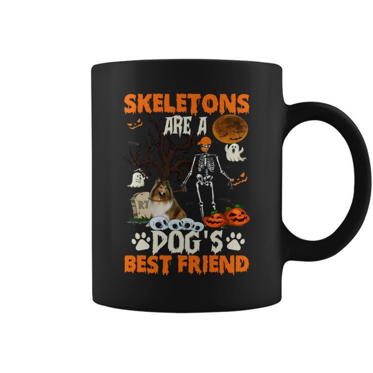 Skeletons Shetland Sheepdog Is Friends Funny Halloween   Coffee Mug