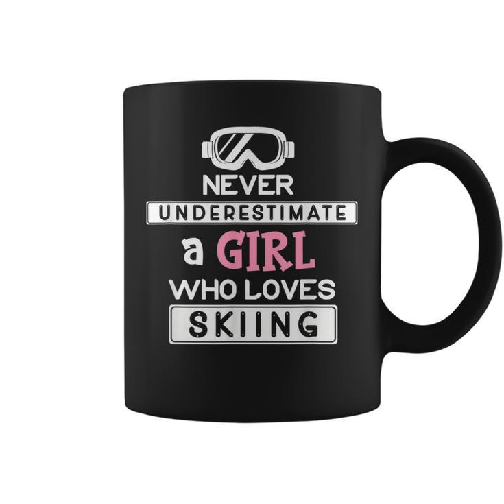 Skiing Girl Never Underestimate A Ski Girl Skiing Funny Gifts Coffee Mug