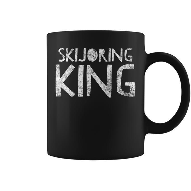 Skijoring King Ski Skiing Winter Sport Quote Skis Coffee Mug