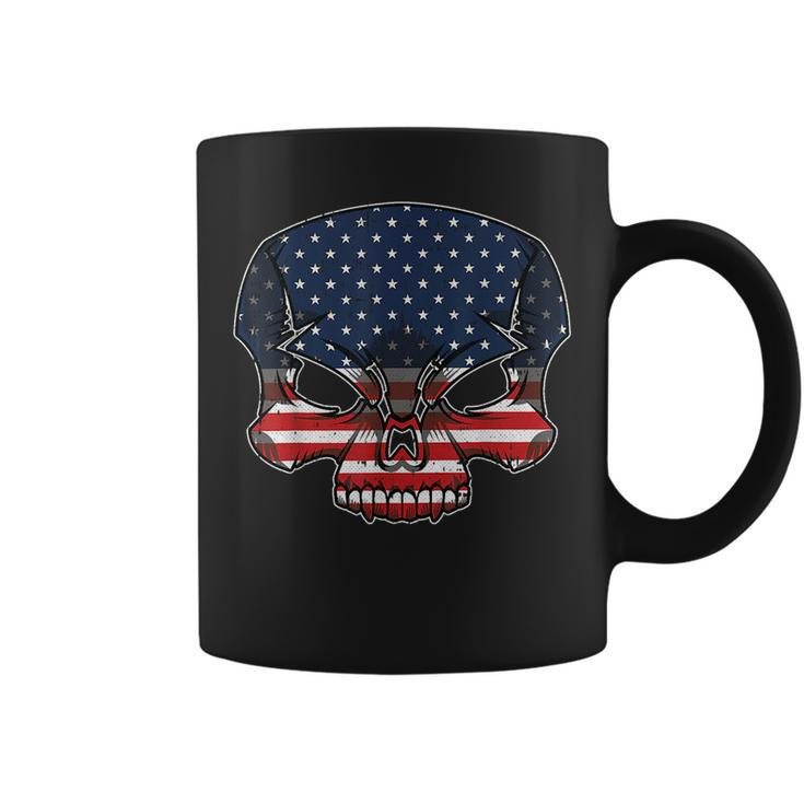 Skull American Flag 4Th Of July Cool Skeleton Patriotic  Patriotic Funny Gifts Coffee Mug