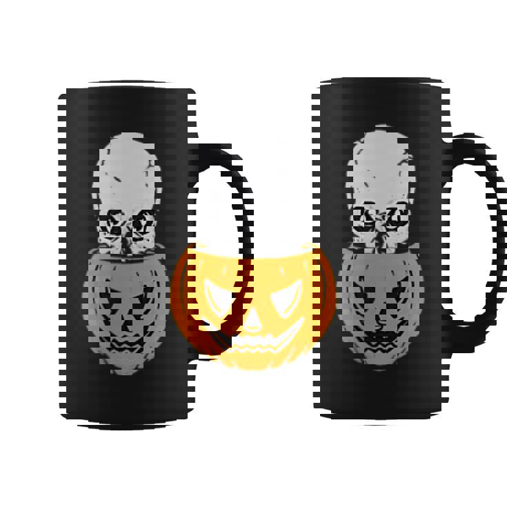 Skull Pumpkin Halloween Subtle Minimal Trick Or Treat Halloween Coffee Mug