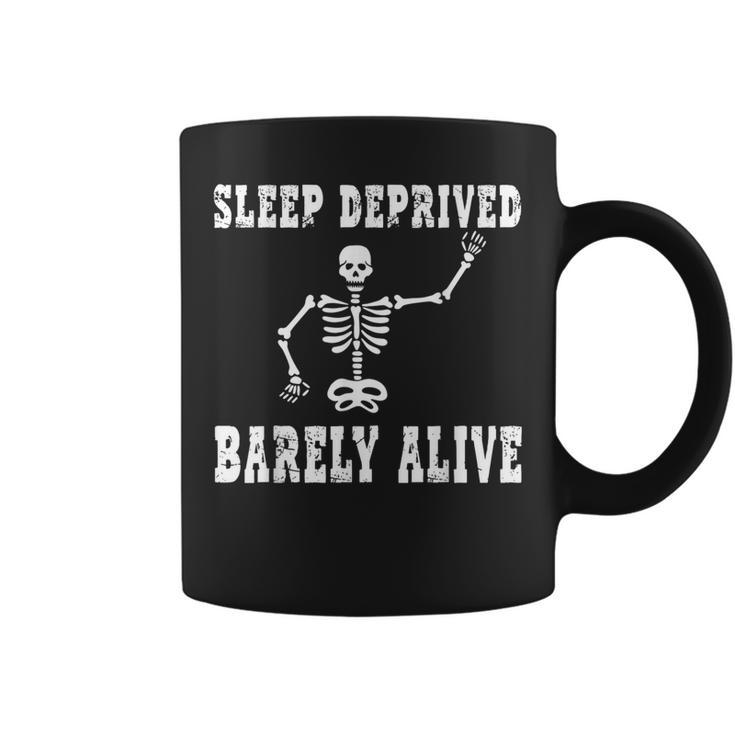 Sleep Deprived Barley Alive Skeleton Coffee Mug