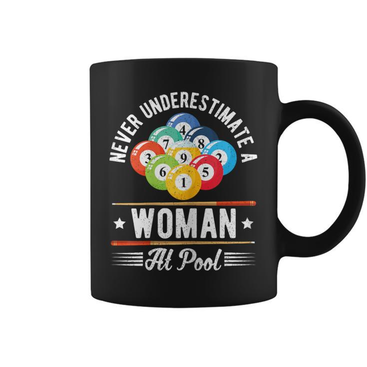 Snooker Never Underestimate A Woman At Pool Billiard Coffee Mug