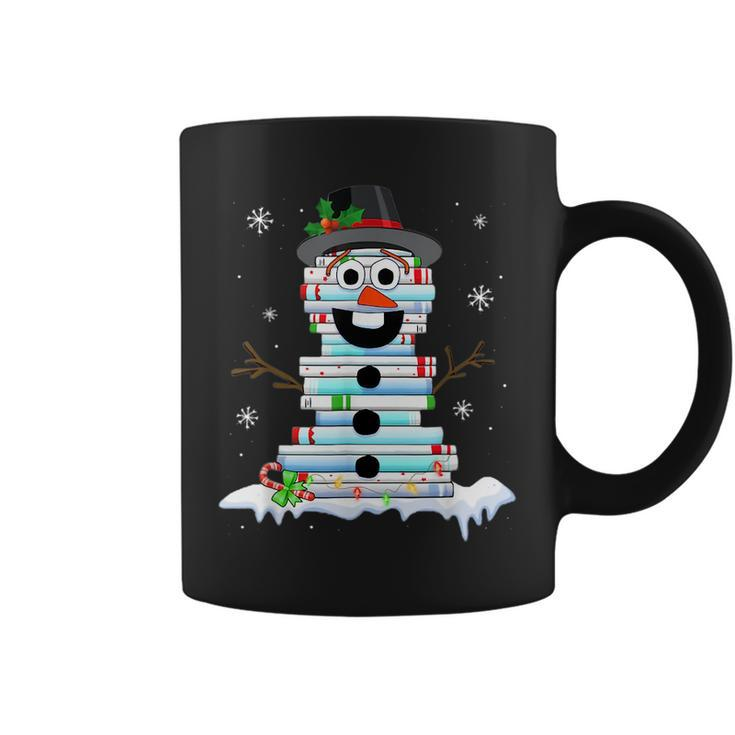 Snowman Book Stack Librarian Book Lover Christmas Snowman Funny Gifts Coffee Mug