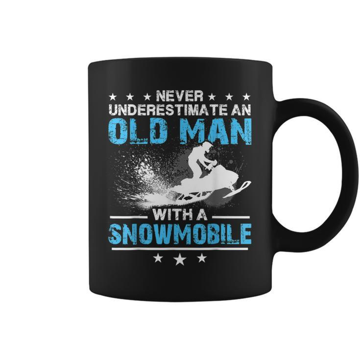 Snowmobiling Never Underestimate An Old Man Snowmobile Coffee Mug