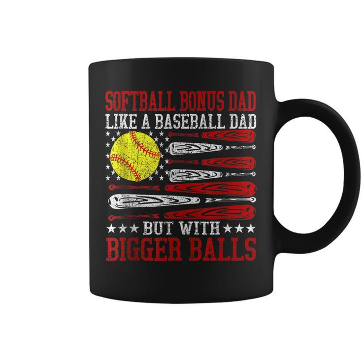 Softball Bonus Dad Like A Baseball Dad Us Flag Fathers Day  Coffee Mug