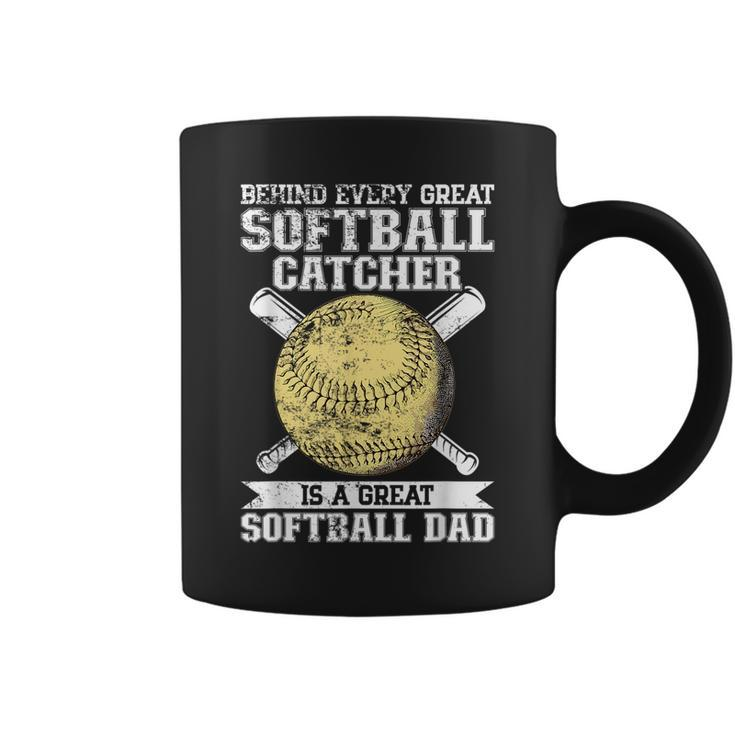 Softball Catcher Dad Pitcher Fastpitch Coach Fathers Day  Coffee Mug