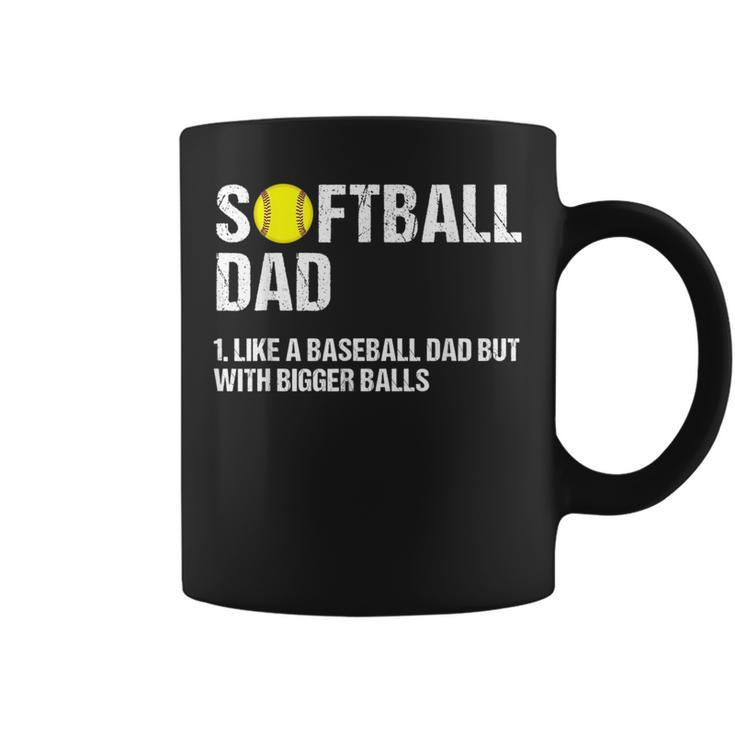 Softball Dad Like A Baseball But With Bigger Balls Fathers Funny Gifts For Dad Coffee Mug