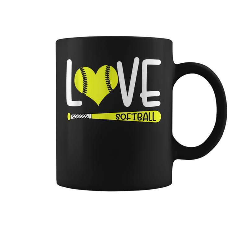 Softball Heart Graphic Saying  For N Girls And Women Softball Funny Gifts Coffee Mug