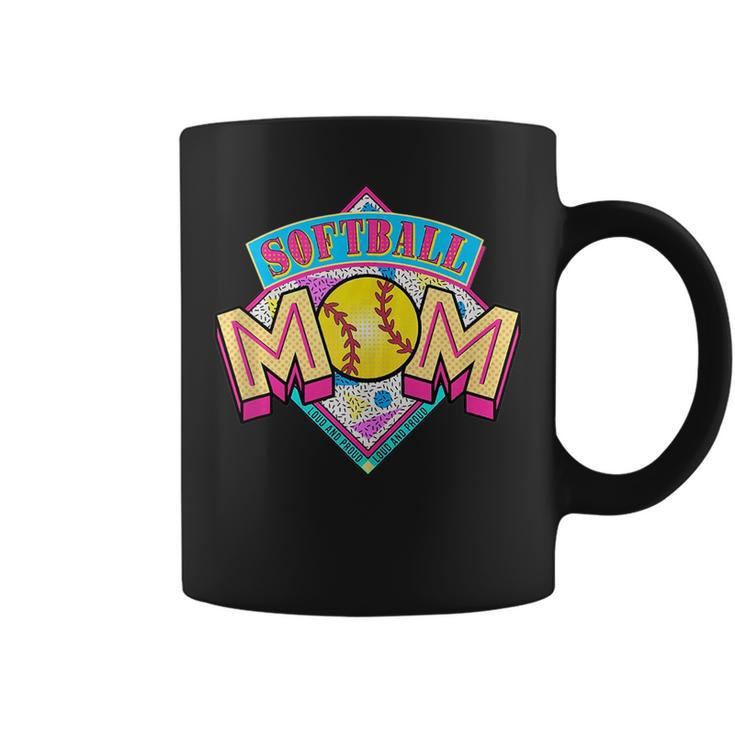 Softball Mom Retro 80S 90S Mothers Day Softball Mama  Gifts For Mom Funny Gifts Coffee Mug