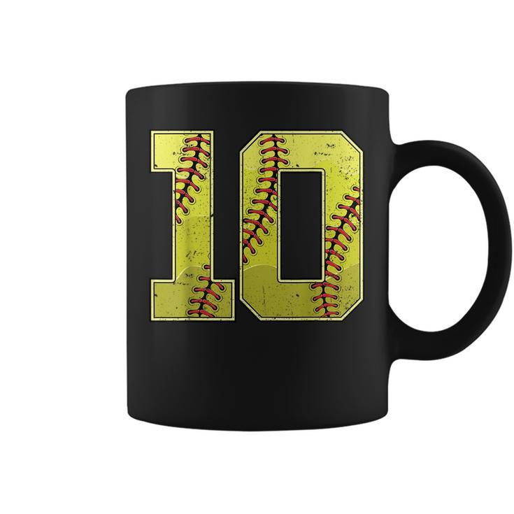Softball Tenth 10Th Birthday Boy Girl Ten 10 Years Old Bday  Coffee Mug