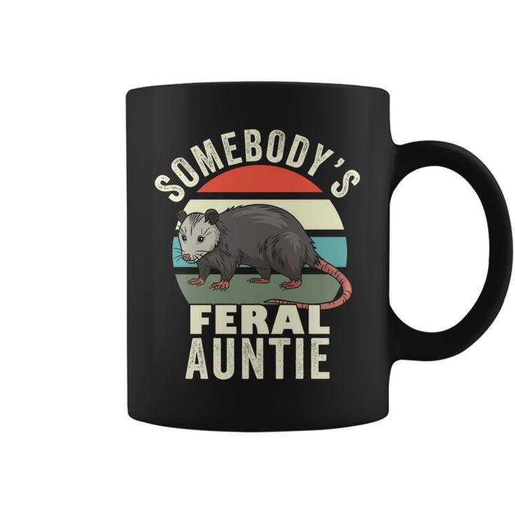 Somebodys Feral Auntie Retro Feral Cat Aunt Animal Cat Mom   Gifts For Mom Funny Gifts Coffee Mug