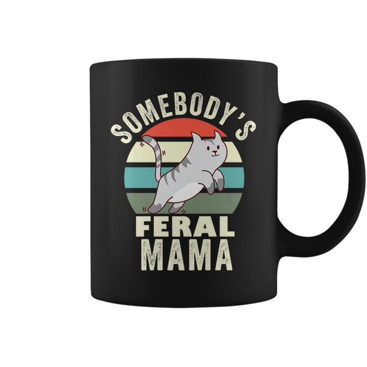 Somebodys Feral Mama Wild Mom Mothers Day Retro Cat Family   Gifts For Mom Funny Gifts Coffee Mug