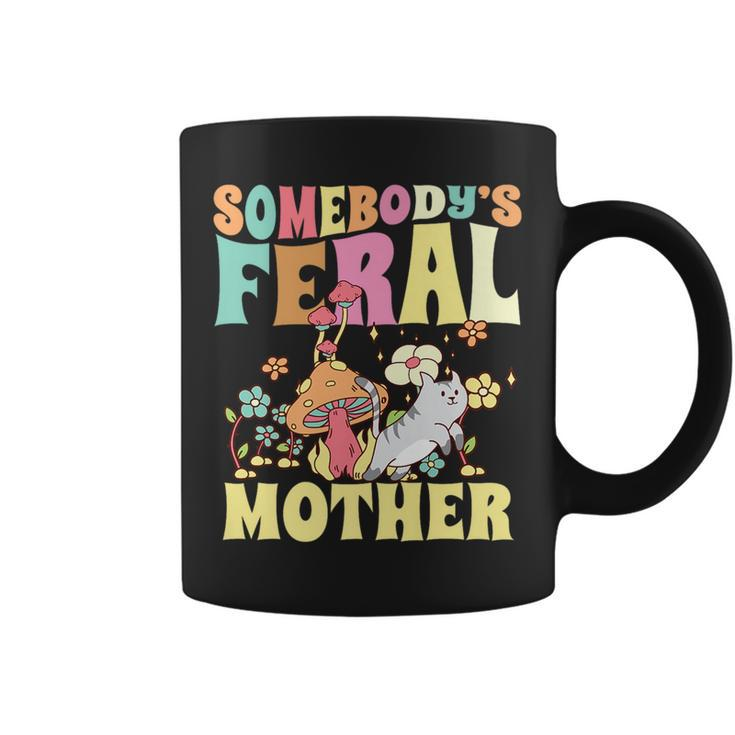 Somebodys Feral Mother Wild Family Cat Mom Floral Mushroom   Gifts For Mom Funny Gifts Coffee Mug