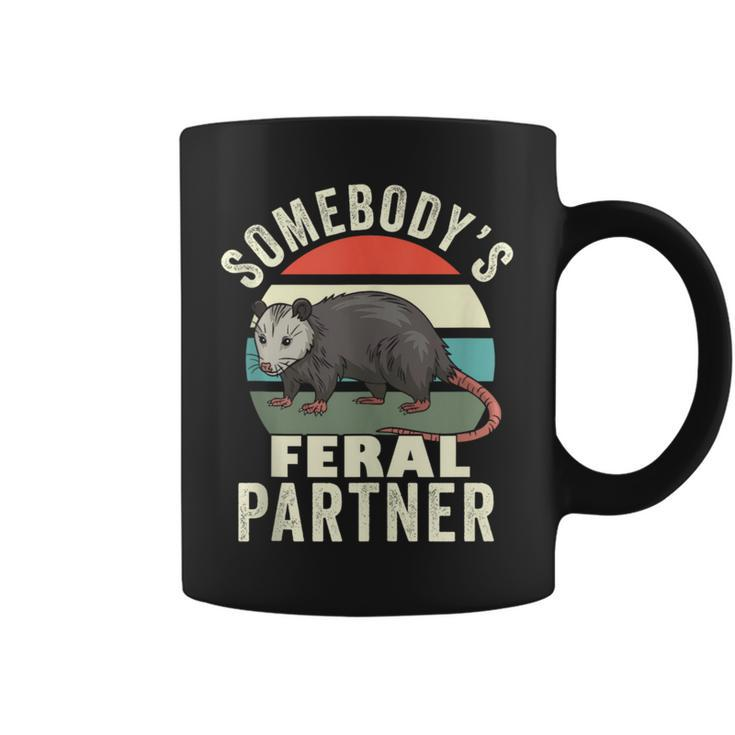 Somebodys Feral Partner Husband Wife Retro Feral Cat  Funny Gifts For Husband Coffee Mug