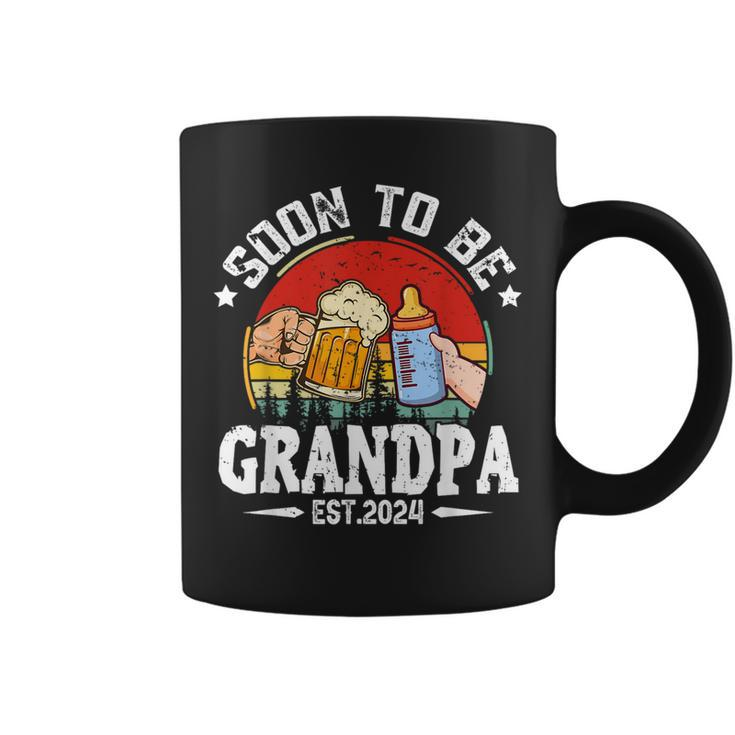 Soon To Be Grandpa 2024 Retro Pregnancy Announcement Dad Coffee Mug