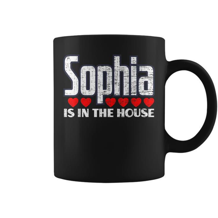 Sophia Is In The House Retro Hearts First Name Love Sophia Coffee Mug