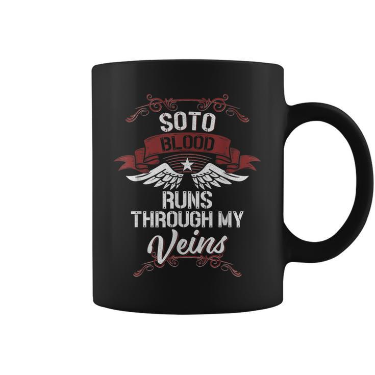 Soto Blood Runs Through My Veins Last Name Family Coffee Mug