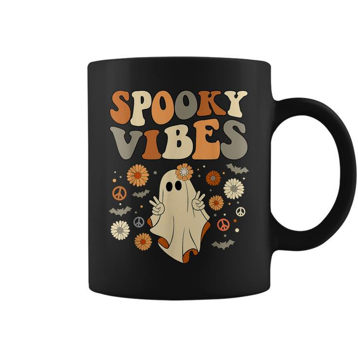 Spooky Vibes Halloween Ghost Outfit Costume Retro Groovy Coffee Mug