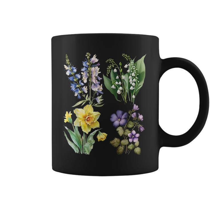 Spring Botanical Flowers Lily Valley Daisy Violet Daffodil  Coffee Mug