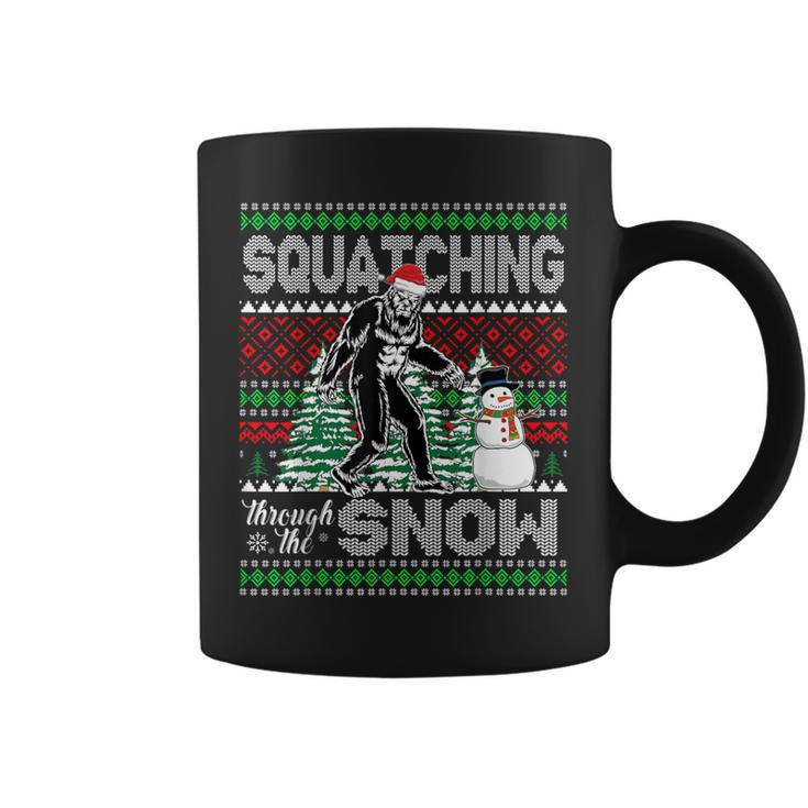 Squatching Through The Snow Bigfoot Ugly Sweater Christmas Coffee Mug