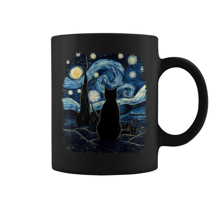 Starry Night Inspired Cat  Cat Coffee Mug