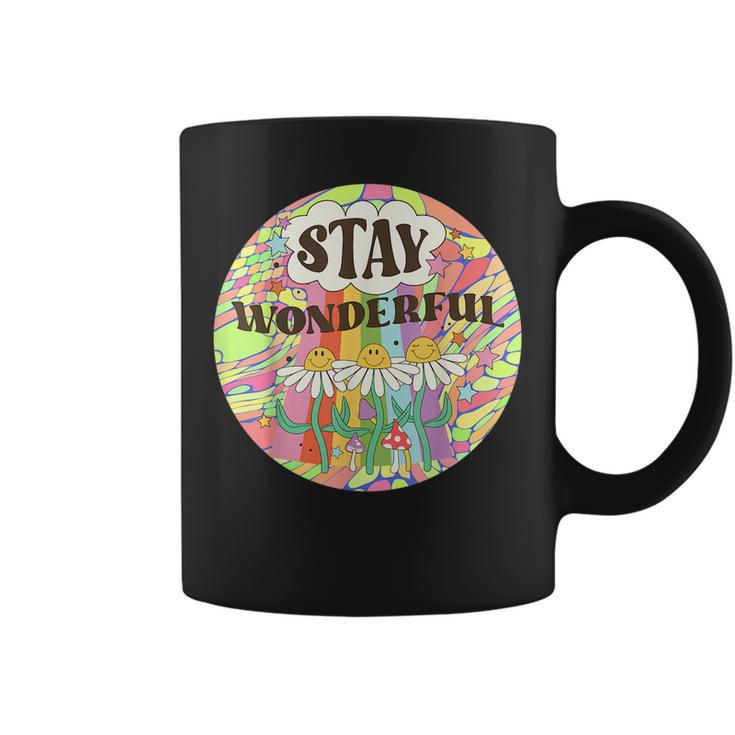 Stay Wonderful Retro Daisy Rainbow Aesthetic Inspirational  Coffee Mug