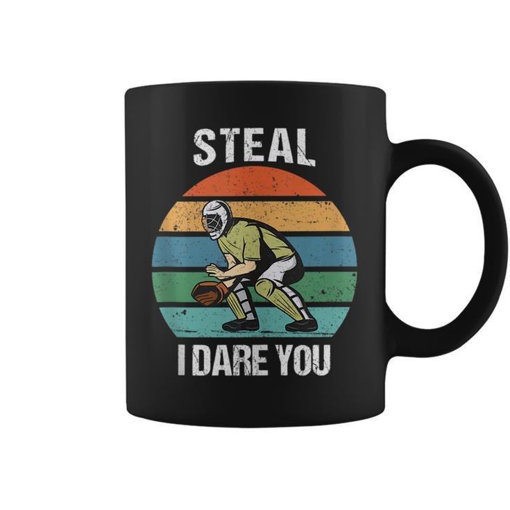 Steal I Dare You Retro Vintage Baseball Funny Quote Gift  Coffee Mug
