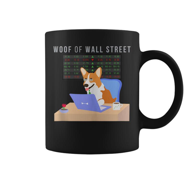 Stock Market Investing Meme Cute Corgi Woof Of Wall Street  Coffee Mug