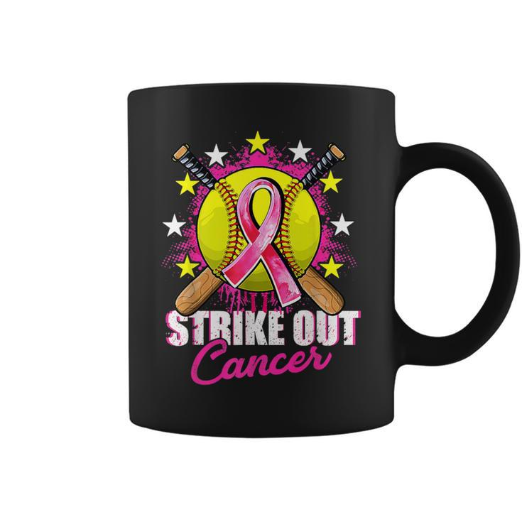 Strike Out Breast Cancer Awareness Day Pink Ribbon Softball Coffee Mug