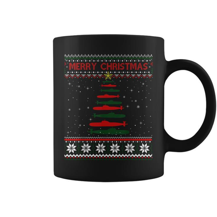 Submarine Navy Military Tree Ugly Christmas Sweater Coffee Mug