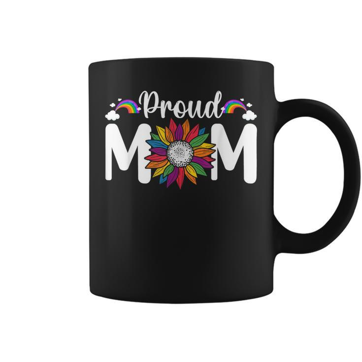 Sunflower Proud Mom Gay Pride Lgbt Mama Proud Ally  Coffee Mug